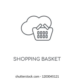 Shopping basket linear icon. Shopping basket concept stroke symbol design. Thin graphic elements vector illustration, outline pattern on a white background, eps 10.