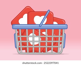 Cesta de Compras Amor Coração Compromisso Social