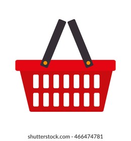 shopping basket market isolated icon flat design