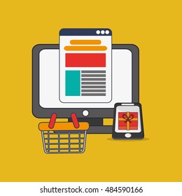shopping basket and marketing related icons image