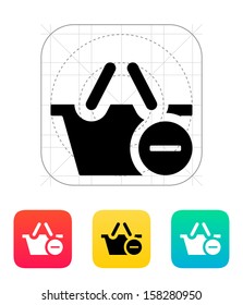 Shopping basket with minus icon. Vector illustration.