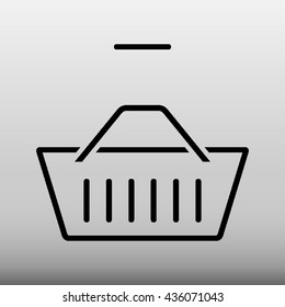 Shopping Basket With Minus Sign Vector Icon Illustration