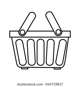shopping basket object black and white colors isolated flat icon