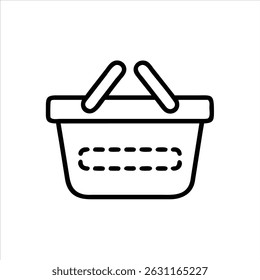 Icono de objeto de la cesta de la compra diseño de arte moderno en blanco y negro con contorno audaz 