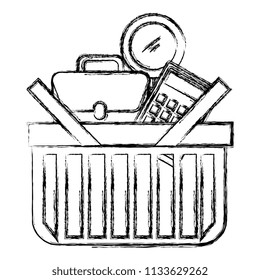 shopping basket with office equipment