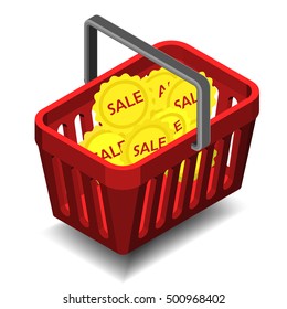 Shopping basket on white background. Isolated and flat illustration. Vector graphic