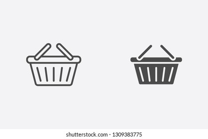 Shopping basket outline and filled vector icon sign symbol