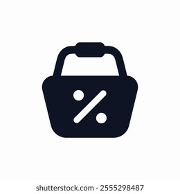 shopping basket percent discount icon sign vector