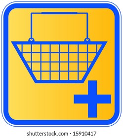 shopping basket with a plus sign - add to cart