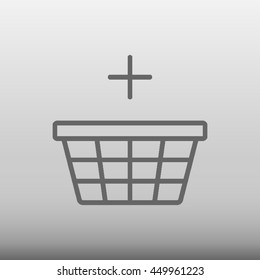 Shopping Basket With Plus Sign Vector Icon Illustration