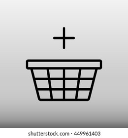 Shopping Basket With Plus Sign Vector Icon Illustration