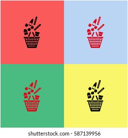 Shopping basket of products vector  icon.