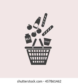 Shopping basket of products web icon. Isolated illustration