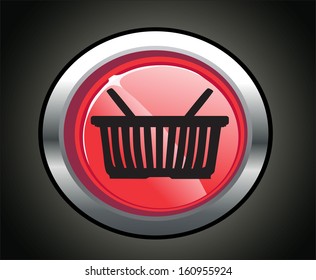 shopping basket red circle web glossy icon
