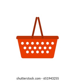 Shopping basket red empty isolated on white background