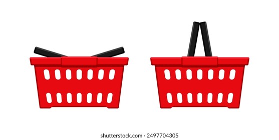 shopping basket red, basket retail for supermarket, basket e-commerce icon