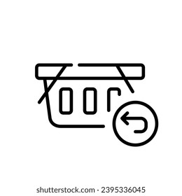 Shopping basket with return arrow symbol. Pixel perfect, editable stroke