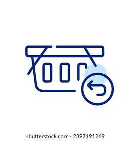 Shopping basket with return arrow symbol. Pixel perfect icon