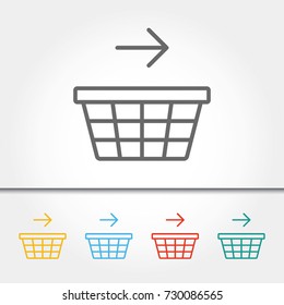 Shopping Basket with Right Arrow Thin Line Single Icon Vector Illustration