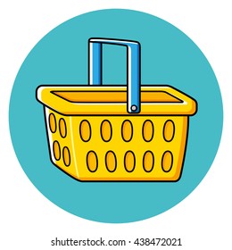 Shopping basket round icon.