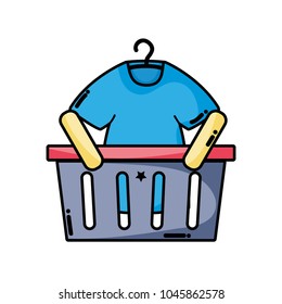 shopping basket sale with t-shirt clothes