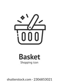 Shopping Basket Sign Thin Line Icon Emblem Concept Element for Grocery and Online Shop. Vector illustration