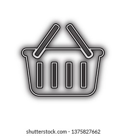 Shopping basket sign. Vector. Double contour black icon with soft shadow at white background. Isolated.