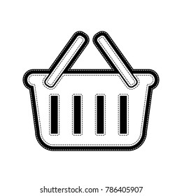 Shopping basket sign. Vector. Flat style black icon on white.