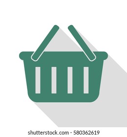 Shopping basket sign. Veridian icon with flat style shadow path.