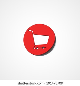 Shopping basket sign, web icon on white background