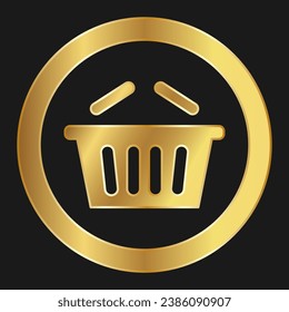 Shopping basket simple gold icon for apps and websites