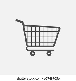 Shopping basket simple icon. Contour illustration.