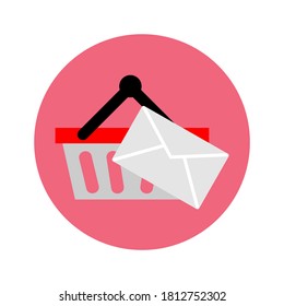 Icono de la cesta de compras aislado. Icono de carro de almacenamiento. Ilustración de vector plano. Bueno para diseño web y móvil.