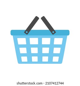 icono de cesta de compras simple aislado en fondo blanco, icono del carro de la tienda azul, ilustración del vector de dibujos animados planos