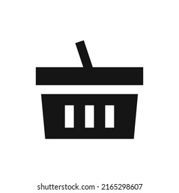 Shopping basket solid icon. Hand grip basket glyph vector symbol.