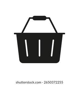 Shopping Basket Solid Icon. Retail, Grocery, And Shopping Silhouette Symbol. Merchant Services And Consumer Behavior Representation. Isolated Vector Illustration.