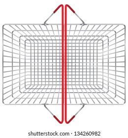 Shopping Basket Of Steel Rods, The Top View. Vector Illustration.