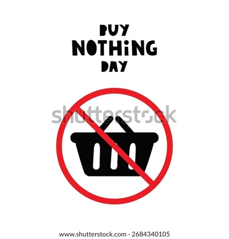 Shopping Basket with Stop Sign. Simple flat vector illustration for anti-consumerism campaign on white background.