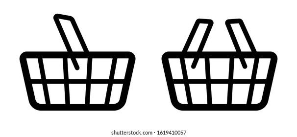 Shopping basket symbols with one and two handles. line art icons vector illustration