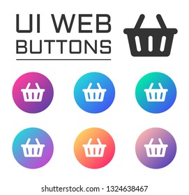 shopping basket ui web button. vector icons on trendy gradients for web, mobile and user interface design