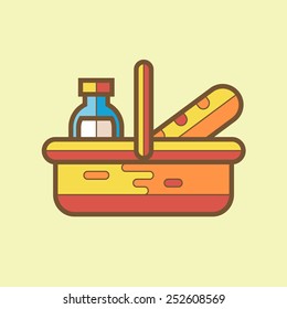 Shopping basket. Vector flat illustration