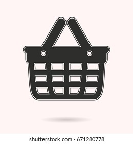 Shopping basket vector icon. 
