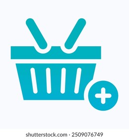 Ícone De Vetor Da Cesta De Compras, Adicionar À Cesta. Cesta De Compras Com Adicionar Sinal. Ícone De Vetor De Gradiente De Silhueta Isolada. 