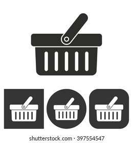 Shopping basket   vector icon. Black  illustration isolated on white  background for graphic and web design.