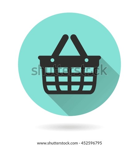 Shopping basket vector icon. Black Illustration isolated on green background for graphic and web design.