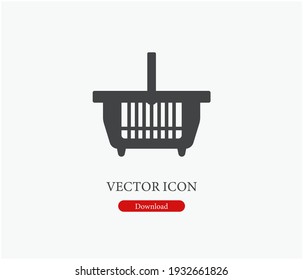 Shopping basket vector icon.  Editable stroke. Symbol in Line Art Style for Design, Presentation, Website or Apps Elements, Logo. Pixel vector graphics - Vector