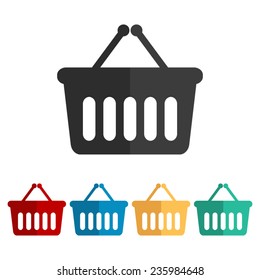 shopping basket - vector icon, flat design