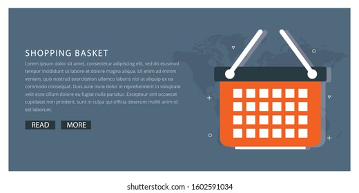 Shopping basket vector icon with gray background