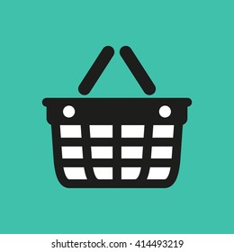 Shopping basket    vector icon.  Illustration isolated on green  background for graphic and web design.