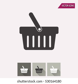 Shopping basket vector icon. Illustration isolated for graphic and web design.